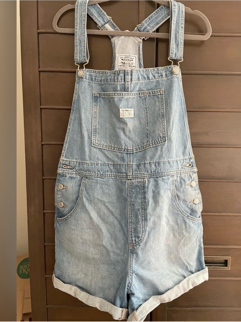 Levi's Light Blue Denim Short Overalls size medium - Picture 4 of 5
